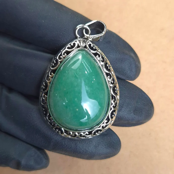 Dije Gota labrado de Cuarzo verde - Imagen 1