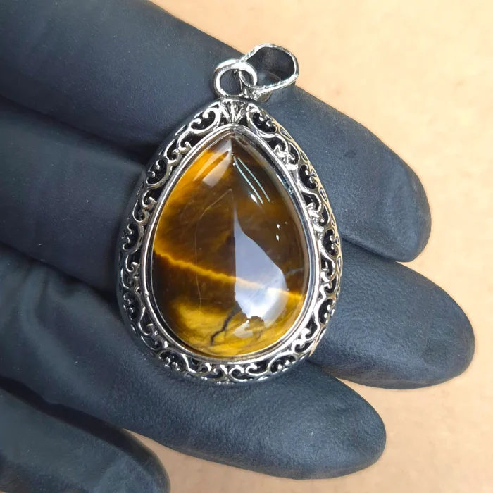 Dije Gota labrado de Ojo de tigre - Imagen 1