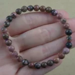 Pulsera 6mm de Rodonita rosa/negro