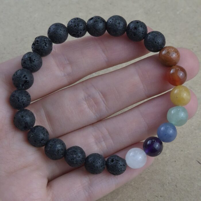 Pulsera 8mm de Siete Chakras con lava - Imagen 1