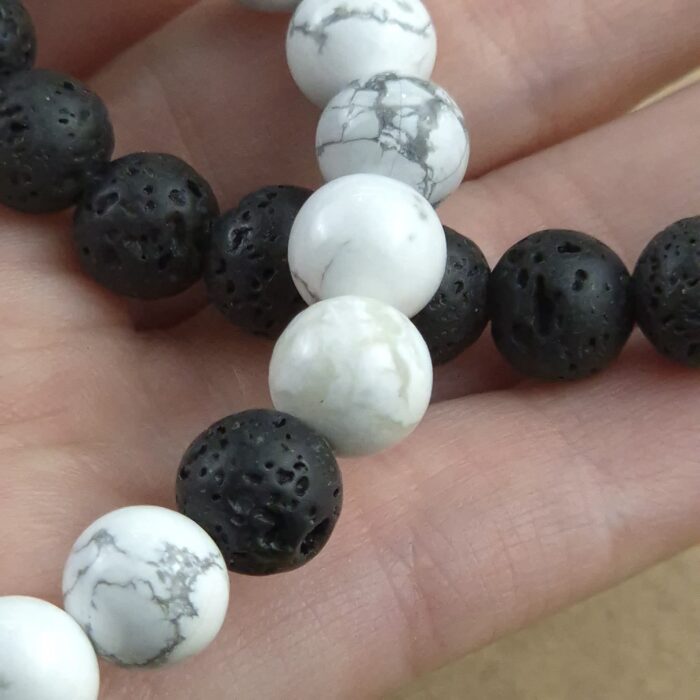 PUDHL Pulsera 8mm de Lava y howlita pack - Imagen 1