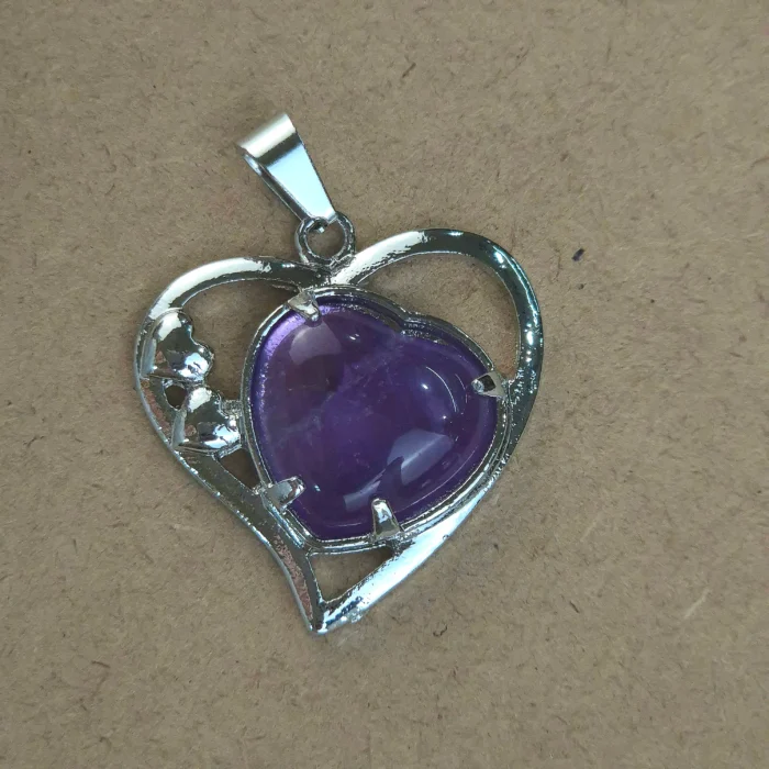 Dije Corazon metal de Amatista - Imagen 1