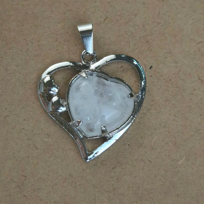 Dije Corazon metal de Cuarzo blanco - Imagen 1