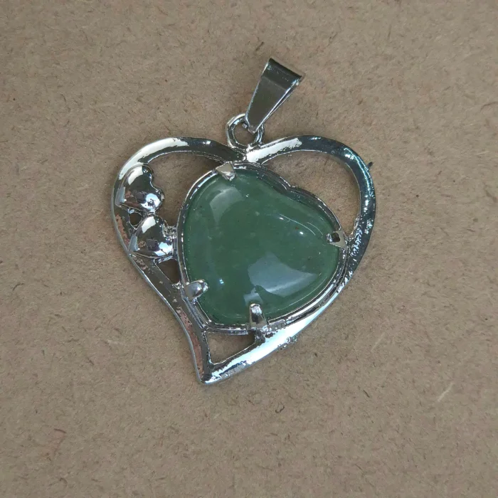 DCORM46-1.webp Dije Corazon metal de Cuarzo verde - Imagen 1
