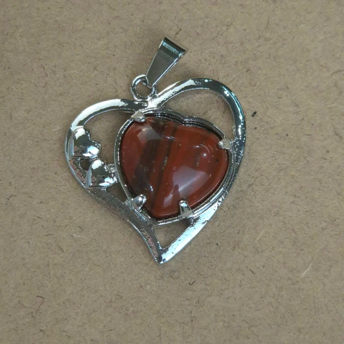 DCORM66-1.webp Dije Corazon metal de Jaspe rojo - Imagen 1