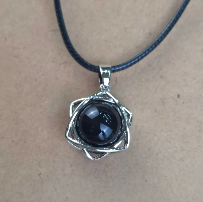 Dije Estrella david con cordon de Obsidiana negra - Imagen 1