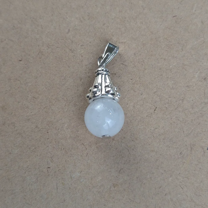 DESEM38-1.webp Dije Esfera con engarce de metal de Cuarzo blanco - Imagen 1