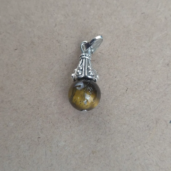 DESEM80-1.webp Dije Esfera con engarce de metal de Ojo de tigre - Imagen 1