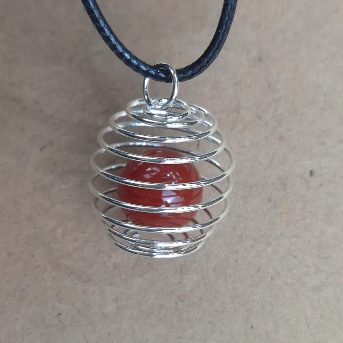 Dije Jaula con piedra con cordon de Cornalina - Imagen 1