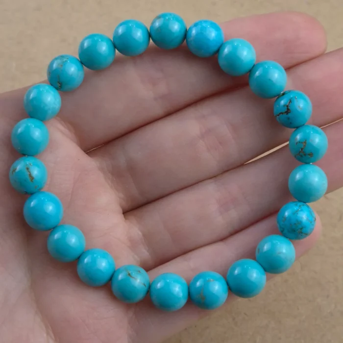 Pulsera 8mm de Turquesa reconstituida - Imagen 2