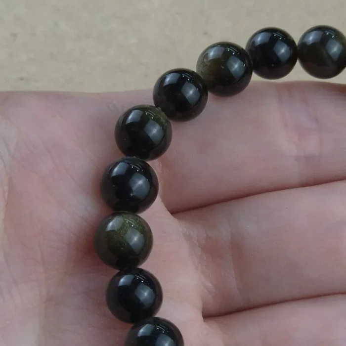 Pulsera 8mm de Obsidiana dorada - Imagen 1