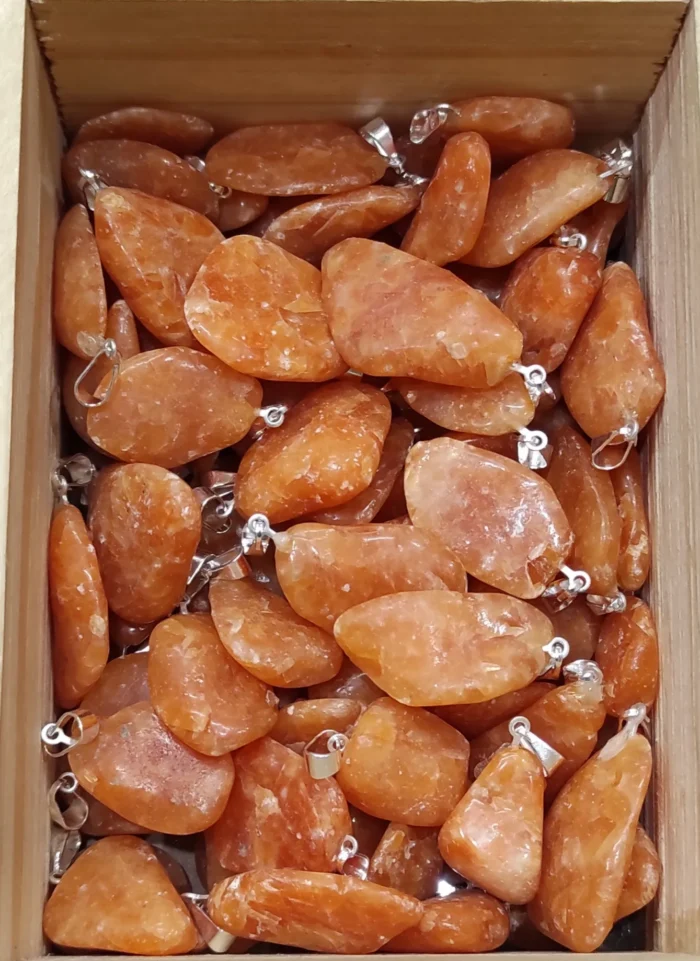 DRSE29 Dije rolado s/e de Calcita Naranja - Imagen 1