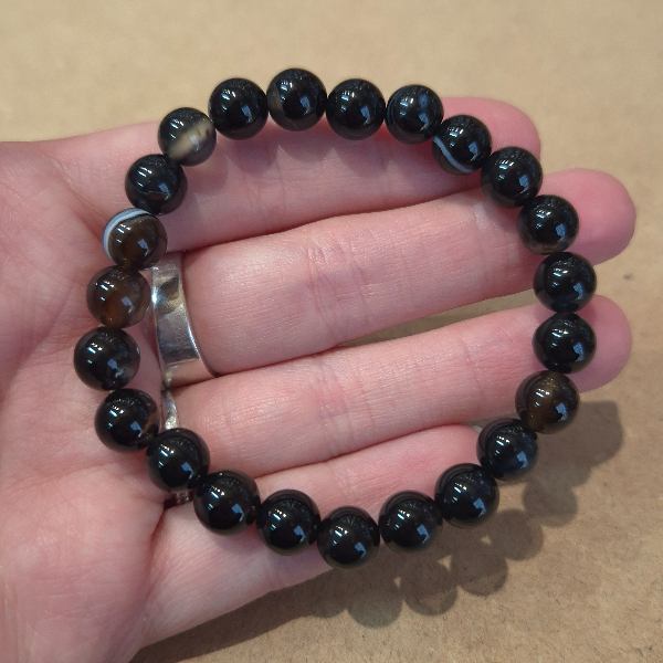 Principal Pulsera 8mm de Ágata Negra - Imagen 1