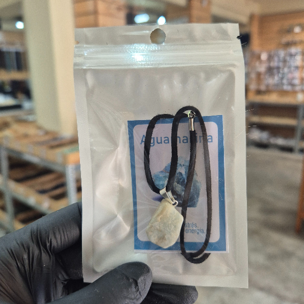 Principal Dije rolado s/e + cordon de aguamarina - Imagen 1