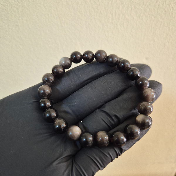 Principal Pulsera 8mm de Obsidiana Plateada - Imagen 1