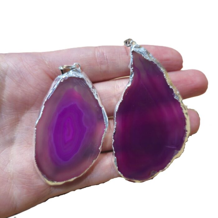 Dije chapa c/e de Ágata rosa - Imagen 1