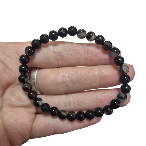 Principal Pulsera 6mm de Agata negra - Imagen 1