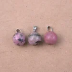 Dije esfera 14mm de Rodonita rosa/negro