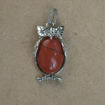 Dije Buho metal de Jaspe rojo - Imagen 2