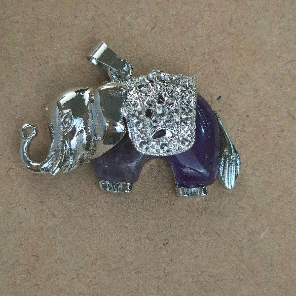 DELFM14 Dije elefante metal de Amatista - Imagen 1