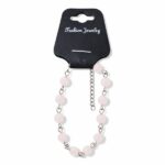 Pulsera de acero + cuarzo rosa